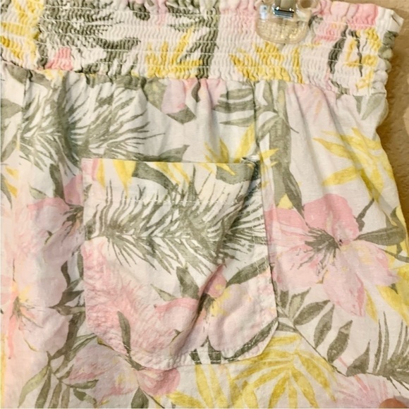 Briggs New York Shorts XL White Linen Rayon Tropical Floral Pink Green - Picture 4 of 10